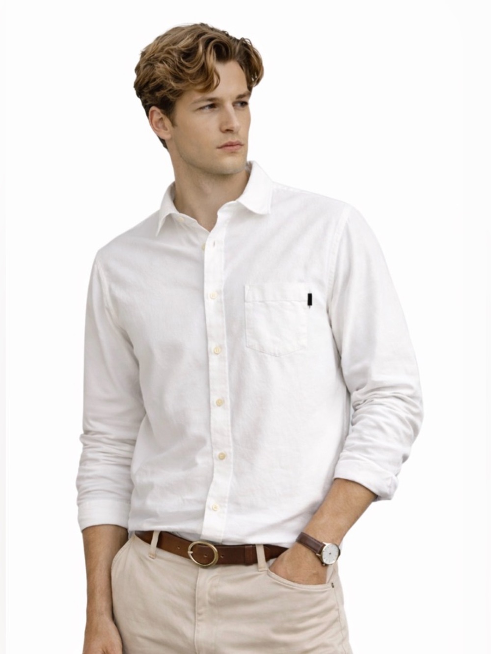 Dockers Smart 360 Flex White Button-Up Slim Fit, Size Small